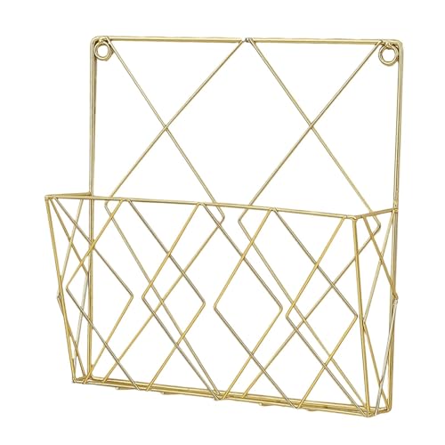 Estante para revistas de pared de metal y periódicos organizador de libros dorado 7