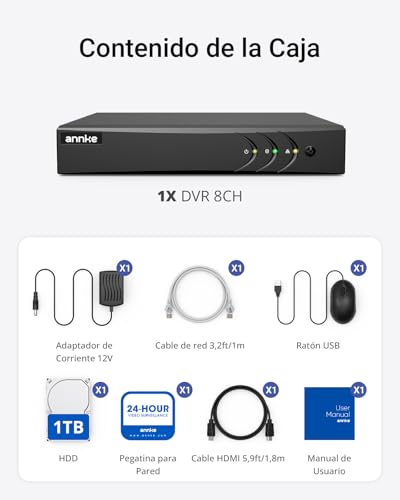 Miniatura 9 de Annke 8ch 3k Lite H.265 Grabador Dvr De Seguridad Para Sistema De Cámara Cctv Interior Exterior Analógico Ahd Tvi Ip, Detección De Movimiento, Alarma Por Correo Electrónico Con Imágenes,1tb Hdd
