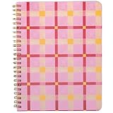 ban.do Rough Draft Mini Spiral Notebook with Saying, 8.5' x 6.75' with Pockets and 160 Lined Pages (Pink Plaid)