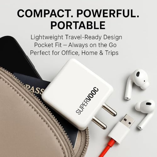 Image of Addtam 65W Supervooc Fast Charger with C-Type 1M Cable|65w USB C Charge Compatible with OnePlus /Nord /Realme /Oppo /Redmi /Tecno /Poco /iQOO /Samsung /Motorola /Lava /Vivo /Infinix |65-watt Charging, White