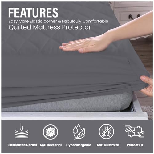 Protector de colchón acolchado de fácil cuidado King de 30 cm carbón 4