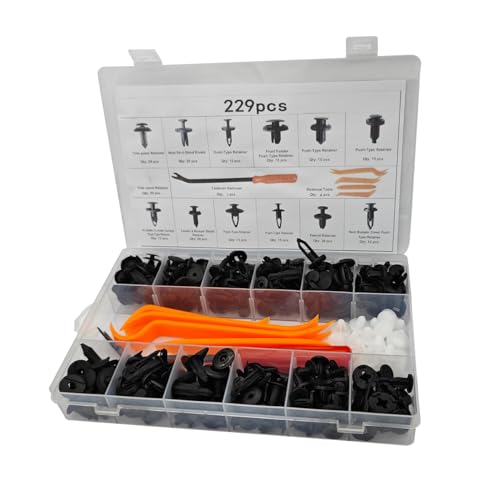 JNNJ 229 Pièces Clips De Fixation Pour Voiture, Kit D'attaches Et De Fixations En Plastique Pour Voiture, Attaches Carrosserie Avec 5 Outils Démontage, Clips...