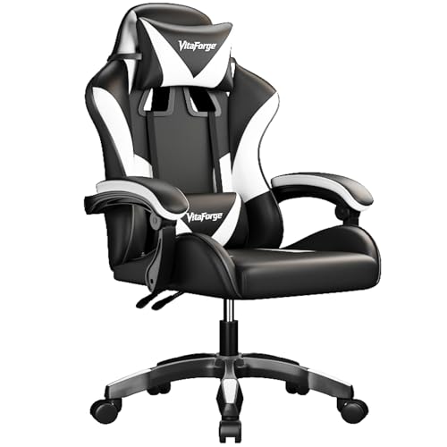 EaseZen Gaming-Stuhl mit Nacken- und Lendenkissen – Ergonomischer Bürostuhl aus PU-Leder, höhenverstellbar & 360° drehbar für Homeoffice und Gaming