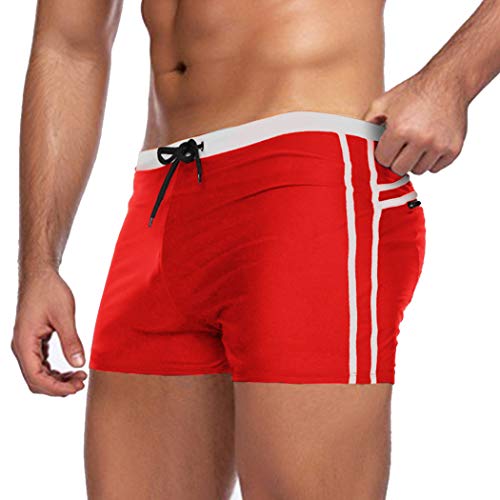 COOFANDY Men's Swim Trunks, Quick Dry Board Shorts, Swimwear Boxers with Zipper Pockets Red