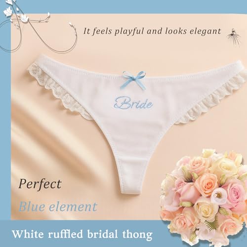 Bride Thong,S/M/L Lace Ruffle Embroidered Thong,Bride Panties,Bridal Bachelorette Bridesmaid for Brides Gift3