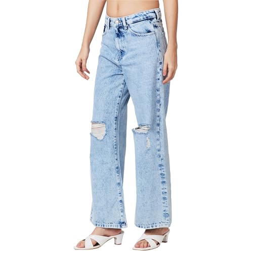 Image of Spykar High Rise Wide-Leg Loose Fit Jeans for Women