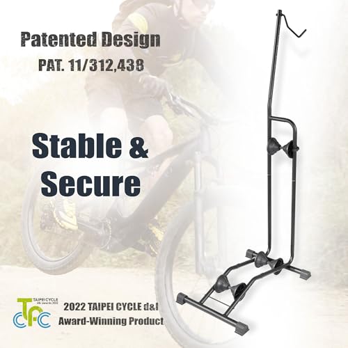 Image of CyclingDeal Upright E Bike Fat Tire Bike Stand - Vertical & Horizontal Bike Rack Bicycle Storage Stand - Vertical E Bike Rack Garage - Fat Tire Bike Storage Rack - Holds Bikes up to 110 lbs