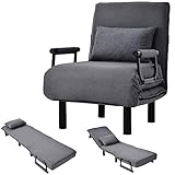 【Haltbarer und robuster Rahmen】 Hochwertiger Metallrahmen, langlebig und stark, um einem Gewicht von 450 lbs standzuhalten. Als Sofa werden Massivholzbeine zu neuen Stützpunkten. Als Einzelbett werden die beiden Armlehnen zu neuen Stützpunkten der Extras. Schlafsofabezug kann zum Reinigen abnehmbar sein