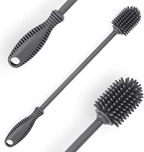 Silicone Bottle Cleaning Brush with Long Handle, 31cm/12.5" Water Bottle Cleaner for Baby Bottles, Hydro Flask, Sports Bottle, Vase, Glassware, Perfect for Smaller Diameter Bottle Openings (Qty 1)