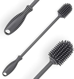 Silicone Bottle Cleaning Brush with Long Handle, 31cm/12.5" Water Bottle Cleaner for Baby Bottles, Hydro Flask, Sports Bottle, Vase, Glassware, Perfect for Smaller Diameter Bottle Openings (Qty 1)