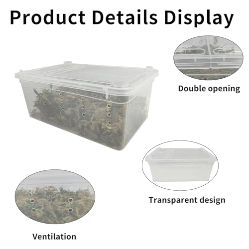 Image of PINVNBY Reptile Feeding Box 8 PCS Snake Breeding Box Reptile Transport Container 7.48 inchx4.92 inchx2.95 inch Portable Habitat Plastic Cricket Cage for Lizard Spider Scorpion Gecko Tortoise Treefrog