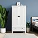 Panana 2 Door Wardrobe, Armoire with Drawer for Bedroom (White)