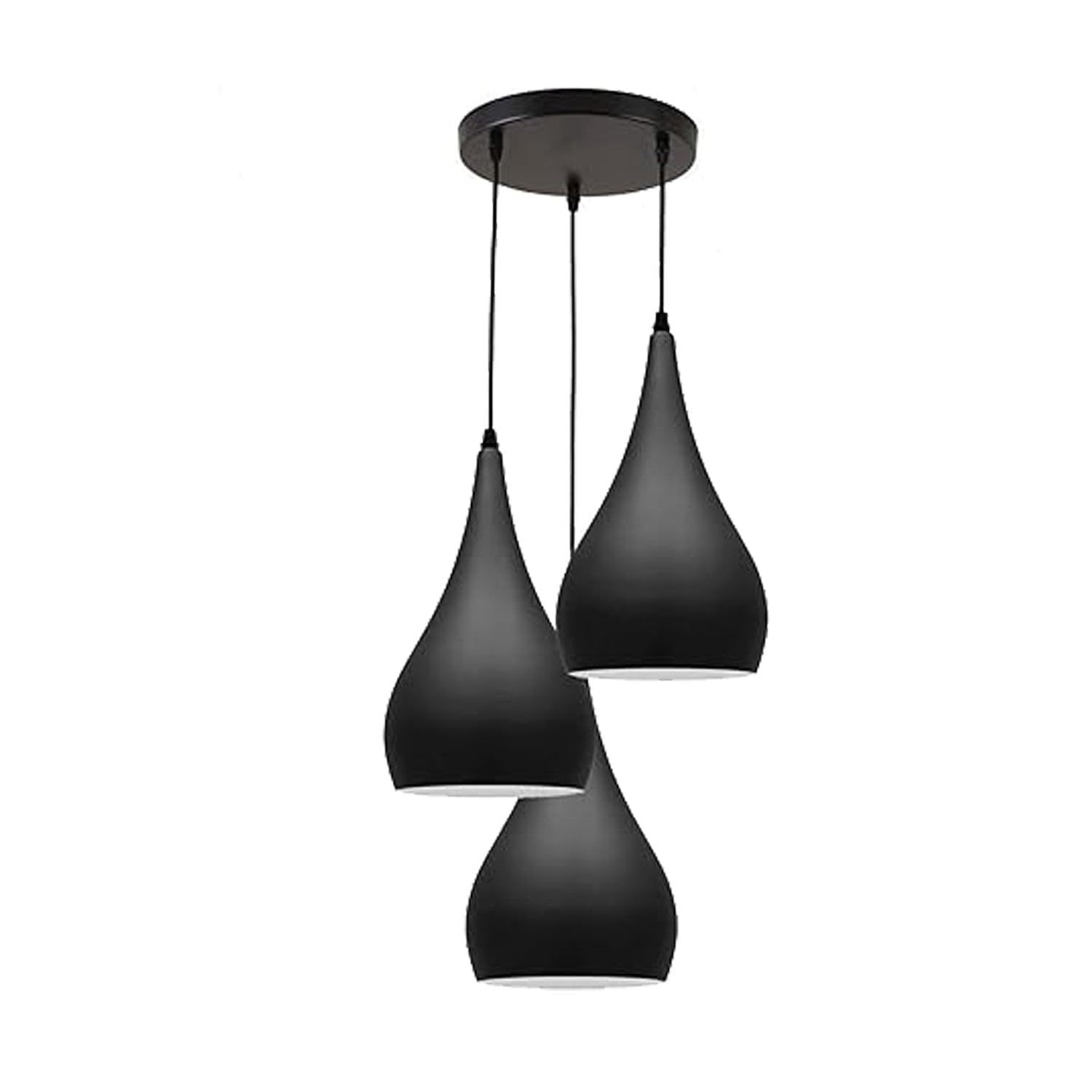 LEDSone 3 Head Ceiling Pendant Light, Modern Black Metal Tear Drop Ceiling Hanging Pendant Light Shade Cluster Light Fitting Fixture E27 Lighting for Living Room, Bedroom, Dining Room, Hallways — image 1