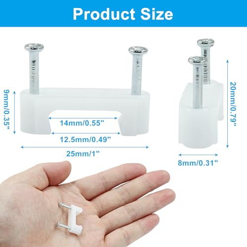Fixer deux câbles ensemble mur 14 mm cavalier blanc avec double pointe en acier robuste