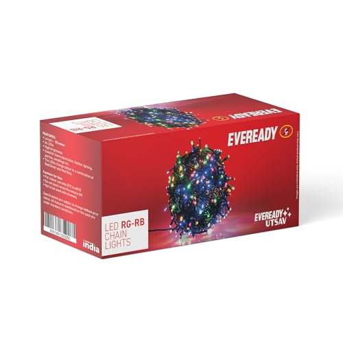EVEREADY Utsav, 10 Meter LED RG-RB Chain Lights, 46 LEDs | Multicolour Lights for Home, Wedding, Diwali, Christmas & Party Decoration, BIS Approved, M
