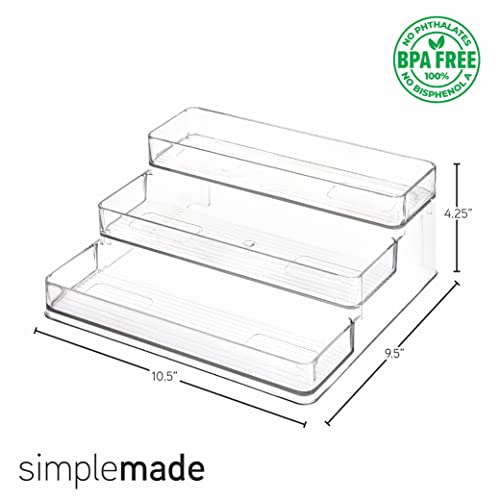 image for SIMPLEMADE Plastic Clear Spice Rack- Three-Tiered Shelf, Countertop, a