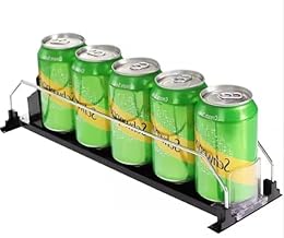 Takenick Drink Organizer for Fridge, Upgrade Soda Can Dispenser for Refrigerator, Automatic Pusher Glide Fridge Can Organizer for Refrigerator, Fridge Soda Can Organizer (Black, 1 Rows)