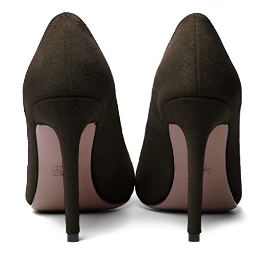 MERRORI Womens Slip On Classic Platform Round Toe Elegent Party Suede Stiletto High Heel Pumps Shoes 4 Inch4