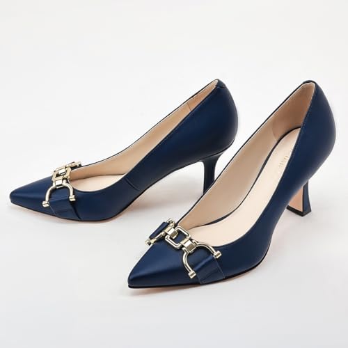 Image of Women's Closed Toe High Heels Dress Pointed Toe Wedding Pump Shoes Prom Bridal Work Office Pumps for Women