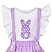 Girls Strap Skirt Set Purple White Dot Bunny Applique Ruffle Sleeve Size 6