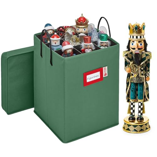 Christmas Nutcracker Collectible Storage Box - Stores Up to 16 Tall Nutcrackers, Ornaments & More - Holiday Decor Organizer with Adjustable Dividers