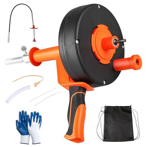 Drain Auger 25 Ft,Plumbing Snake With Drill Adapter,Pipe Clog Remover