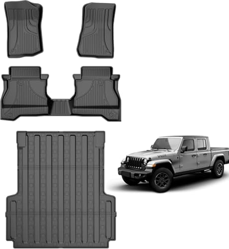 Tapis de sol compatible Jeep Gladiator JT 2020-2026 étanche TPE avec tapis de lit de camion