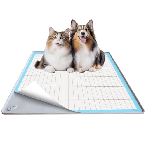 Image of Pee Pad Holder for Dogs, 24 inchX24 inch Puppy Pad Holder with Raised Edge, Non-Slip Silicone Mat & Leak-Proof Dog Pee Tray for Floor Protection, Puppy Potty Training Pad Tray