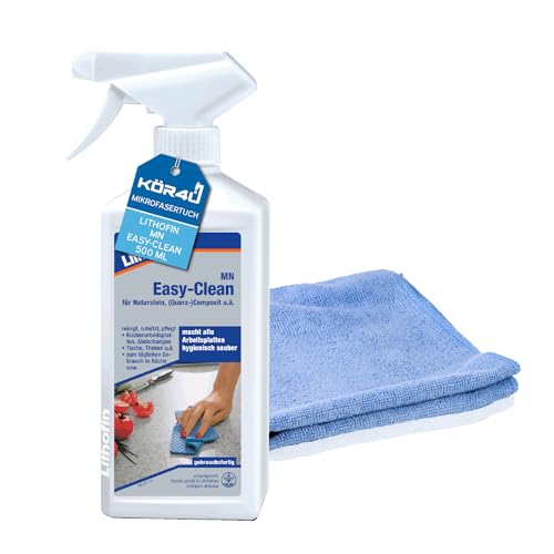 3x Lithofin MN Easy-Clean Sprühflasche 500ml 18921, inklusive 1x kör4u Mikrofasertuch blau