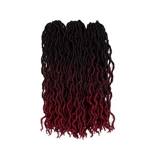 Leyoo 72 Roots Gypsy Locs 18 Inch Nu Lock Crochet Hair 3 Tone Curly Dreads Crochet Hair For Beauty (T 1-Ruby)