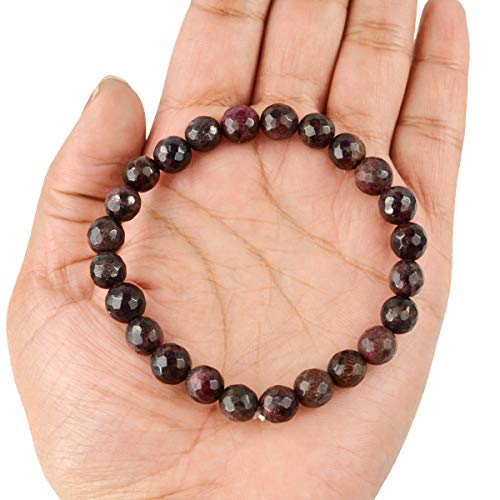 Image of Reiki Crystal Products Certified Natural Crystal Stone 8 mm Diamond Cut /Faceted Beads Bracelet for Men & Women | Reiki Charged Gemstone Bracelet | Multiple Crystal Variants Available
