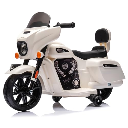 GarveeHome 6V Kids Motorcycle, Indian Licensed Electric Motorbike w/Long Battery Life, Training Wheels, Realistic Sounds, Easy Grip Handlebar, Toddler...