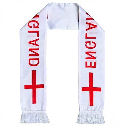 kyfcxns England Flag Scarf England Soccer Fans Scarf England Fan Gear for World Soccer Cup 2026 Fans Souvenir