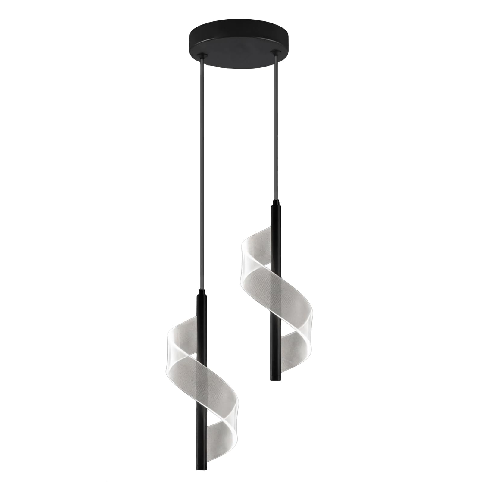 Nowoczesna złota lampa wisząca LED z 2 głowicami, akrylowa wstążka designerska, minimalistyczny żyrandol do kuchni, sypialni, jadalni, 10 W, regulowana wysokość 138 cm