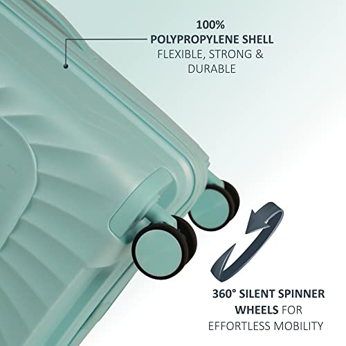 Image of ROMEING Sicily 20 inch, Polypropylene Luggage, Hard Sided, (Sky Blue 55 cms) Small Cabin Trolley Bag | 8 Spinner Smooth Wheels | TSA Lock | Unbreakable | Men & Women & Kids