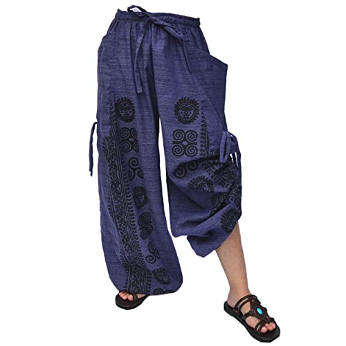 Siamrose Casual Yoga Harem Pants Men Women Lounge Pants 2 Pockets Adjustable Length Blue #TOP1