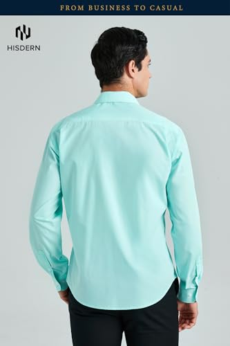 Image of HISDERN Mens Dress Shirts Long Sleeve Button Down Casual Shirts for Men Inner Contrast Formal Business Tuxedo Wedding Shirt