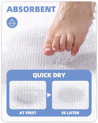Color&Geometry White Bathroom Rugs Chenille Bath Mat- Absorbent thumb #1