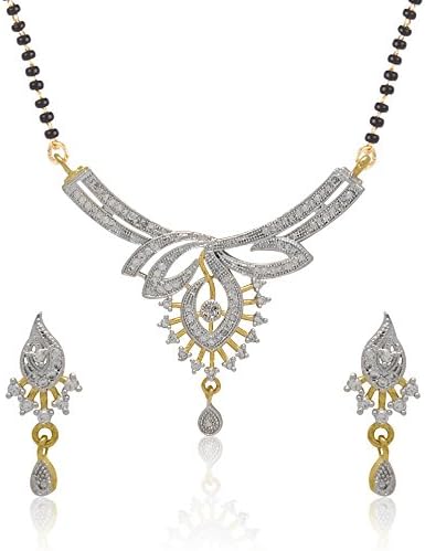 Jewels Galaxy Custom American Diamond Gold Plated Mangalsutra Set for Women (JG-MNSS-68)