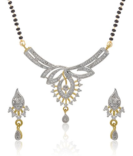 Jewels Galaxy Custom American Diamond Gold Plated Mangalsutra Set for Women (JG-MNSS-68)