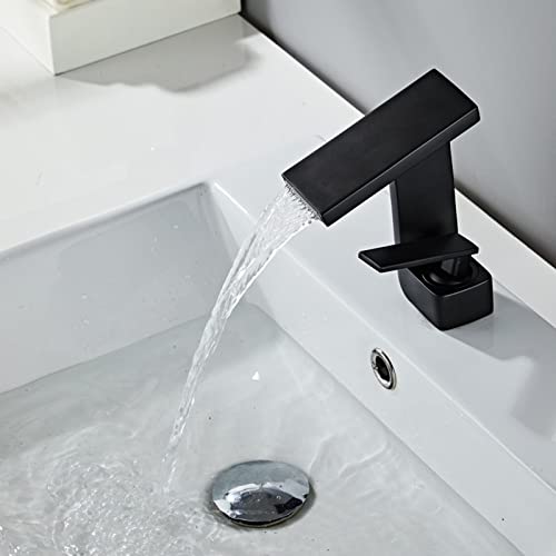 Mitigeur salle de bain noir à poignée unique contrôle fluide eau