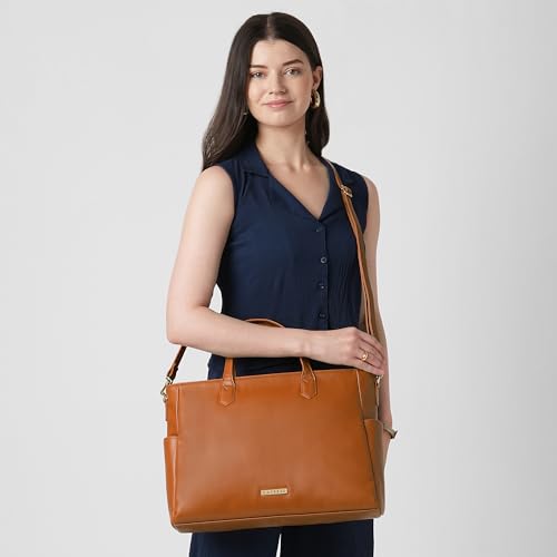 Image of Caprese Bow 15.6 Inch Large Laptop Bag for Women with Adjustable & Detachable Straps | Stylish, Durable, and Spacious with Multiple Compartments for Work, Travel, and Everyday Use