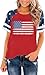 American Flag T Shirt Women 4th of July Shirts Raglan Short Sleeve Patriotic Tee Tops XXL Red Blue