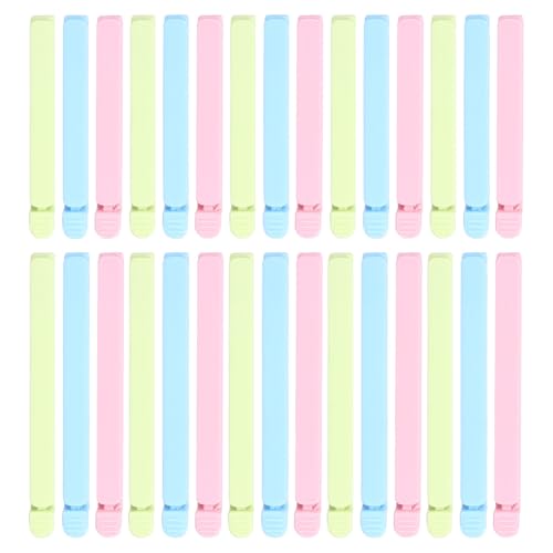 Housoutil 30 Clips de Sellado para Alimentos, Resistentes la Humedad, Plástico Ecológico, Tamaño Pequeño y Grande, Cierre Seguro para Bolsas de Snack, Conservación Color Color Aleatorio