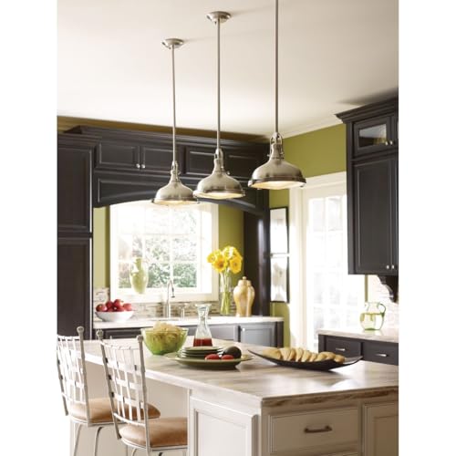 Image of Progress Lighting 1-Light Fresnel Glass Coastal Pendant Light, Fresnel Lens Collection , Indoor, P5188-09, Brushed Nickel