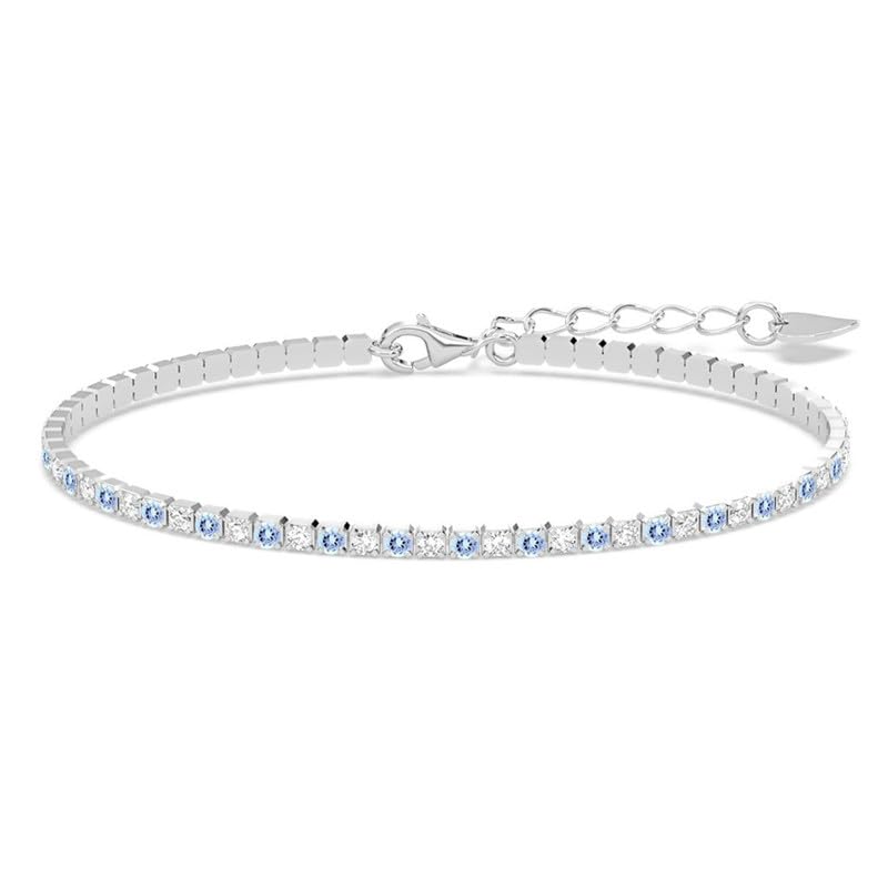 Image of Clara 925 Sterling Silver Slim Tennis Bracelet | Multiple Options|Adjustable, Platinum Plated, Swiss Zirconia 2mm | Gift for Women and Girls