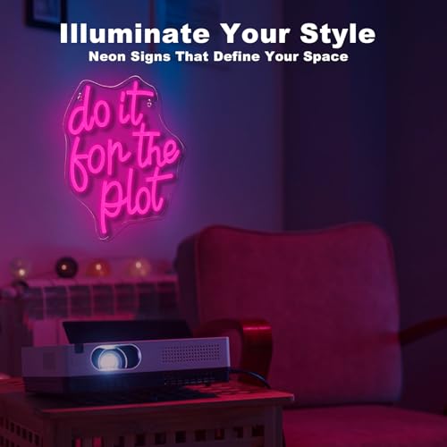 Image of Do It for Plot Neon Light Dimmable LED Neon Sign for Wall Decor USB Powered Light Up Signs Pink LED Light for Drama Lover Party Gift Bedroom Movie Night