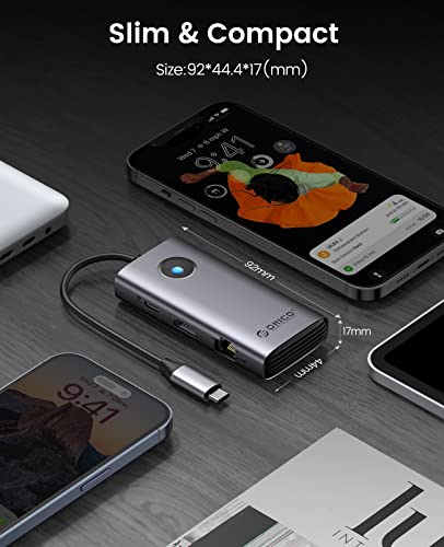 Hub USB 3.0, 6 in 1 docking stationcon con Ethernet 2.5G, HDMI 4K, PD 100W, 2 porte USB-A 3.0, 1 porta USB-C 3.0, 5 Gbps, adattatore multiporta tipo C per Windows Mac - Hub USB - Immagine 6