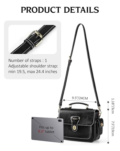 ECOSUSI Women's Satchel Handbag Vintage Small PU Leather Crossbody Purse Multi-Pocket Shoulder Bag with Adjustable Strap4