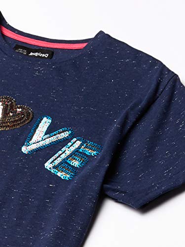 Vestido corto para niña Desigual turquesa 20SGVK41 con estampado Love de 9 a 10 años 4